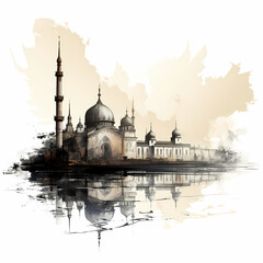 Fototapeta na wymiar Mosque Water Color