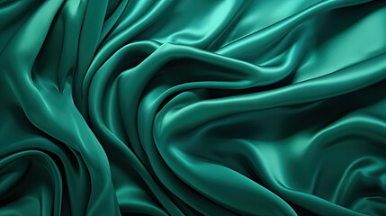 3D Emerald Color Silk, Generative Ai