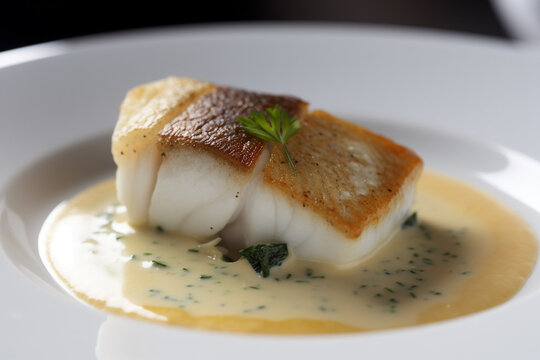 Fish with veloute sauce generative AI