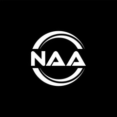 NAA letter logo design with black background in illustrator, vector logo modern alphabet font overlap style. calligraphy designs for logo, Poster, Invitation, etc.