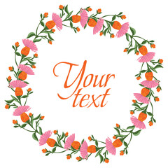 Wreath, frame of wildflowers. Vector illustration.+flower brush