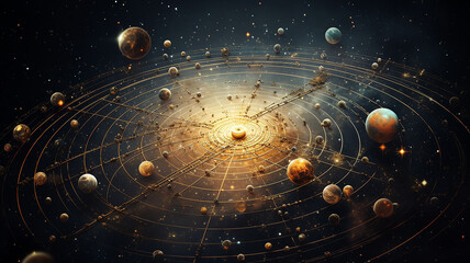 astrological background with planets and copy space