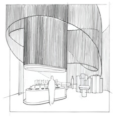 sketch stripes all day & restaurant , black and white interior design.
