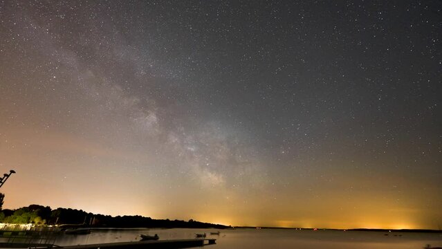 Biscarosse lake under the milky way
