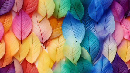 multicolored spectrum rainbow texture fallen autumn leaves tile background
