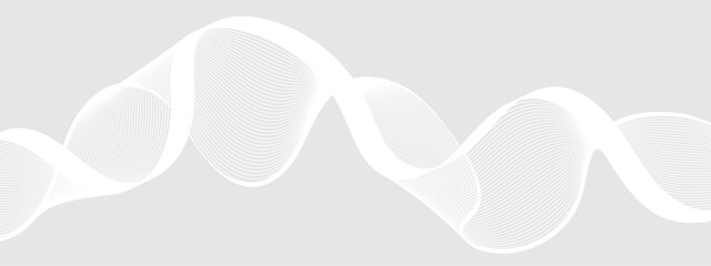 Gray and white abstract background with flowing particles. Digital future technology concept. Abstract white paper wave background and abstract gradient and white wave curve lines.