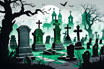 halloween background with cemetery,create-a-vector-art-of-a-graveyard-with-zombies-skeletons-and-ghosts-rising-from-the-graves-use-gr