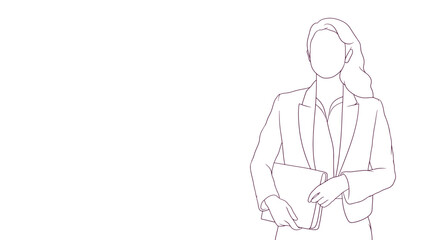 Confident female entrepreneur holding a note, hand drawn style vector illustration..