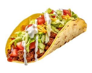 Delicious Taco fast food on transparent or white background, png