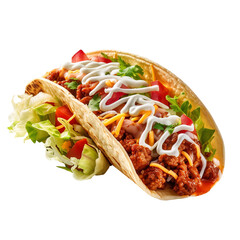 Delicious Taco fast food on transparent or white background, png