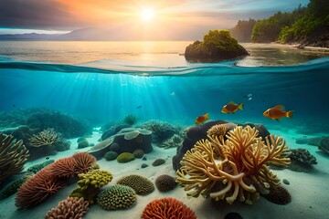 coral reef and fishes   generated by AI tool