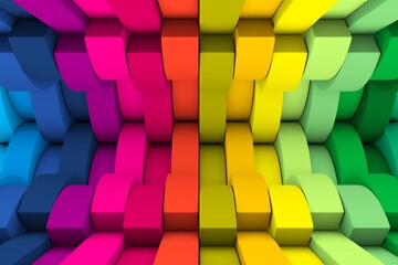 Colorful waves abstract background 3D render illustration