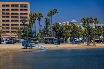 Beach and Pacific ocean in Marina Del Rey, destination in Los Angeles California