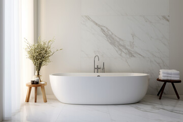 Fototapeta na wymiar modern minimalist bathroom interior with white marble