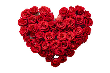 red roses in the shape of a heart on a white background, in the style of velvia isolated PNG