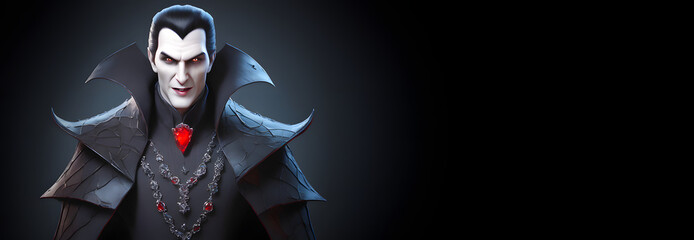 Scary Vampire Halloween Banner with Space for Copy. Generative AI
