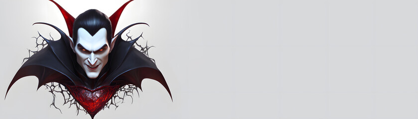 Scary Vampire Halloween Banner with Space for Copy. Generative AI