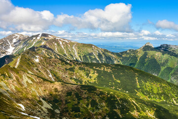 panorama of the Tatra Mountains from Kasprowy Wierch, beautiful mountain landscape