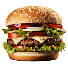 Close Up of a Juicy Burger on a White Background