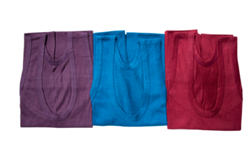 
Folded colorful kids wear Sando  cotton vests isolated on the background
