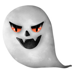 Happy Halloween, Halloween frightening ghost character. Trick or Treat with a creepy cartoon figure.
