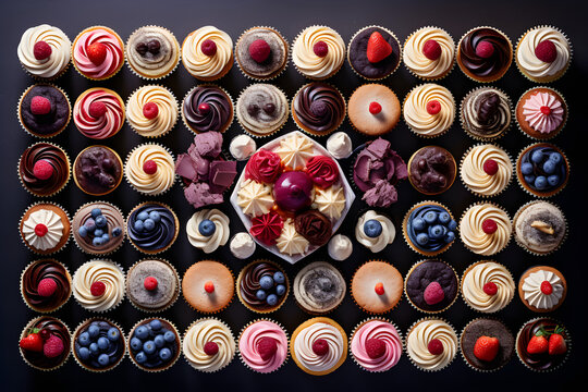 Cupcakes Knolling Flat Lay Arrangement