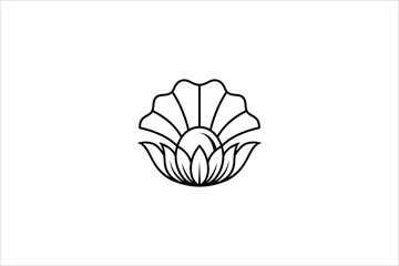 Pearl jewelery shell logo design in line art design