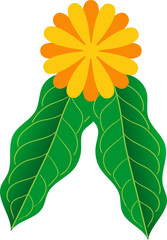 mango leaf and marigold flower