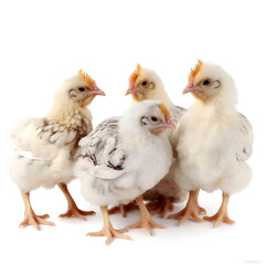 Fototapeta premium Young white chickens isolated on a white background.