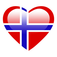 Obraz premium Love Norway flag, Norway heart glossy button, Norway flag icon symbol of love. Patriotic national Norway symbol.