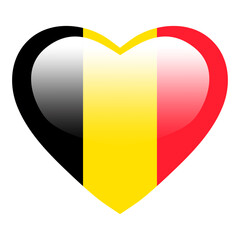 Love Belgium flag, Belgium heart glossy button, Belgium flag icon symbol of love. Patriotic national Belgium symbol.