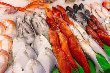 Selling different fish in wet market