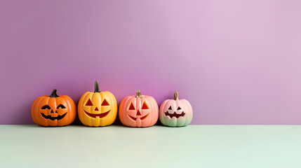 On halloween night, a row of grinning jack-o-lanterns adorn the walls of the home, filled with the spirit of trick-or-treaters and the sweet aroma of cucurbita squash
