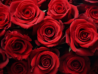 Obraz premium Bouquet of fresh red roses, flower bright background.