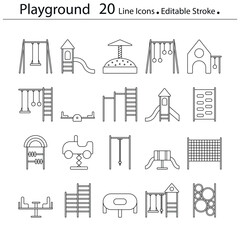 Playground line icons editable stroke kids symbols - 634273076