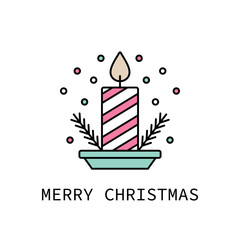 Christmas candle colored clipart festive illustration isolated white background greeting card
