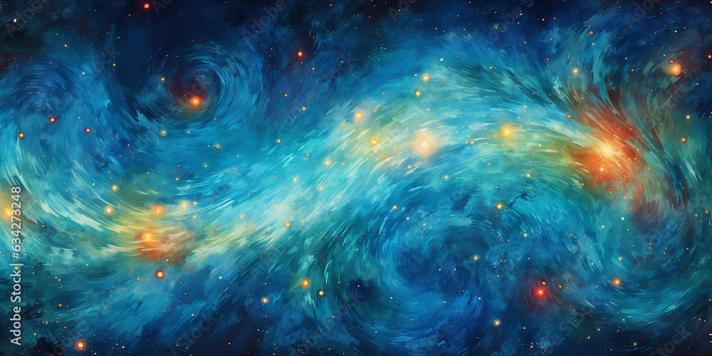 Wall mural design a galaxy texture with stars, nebulas, and cosmic swirls in a dark expanse.