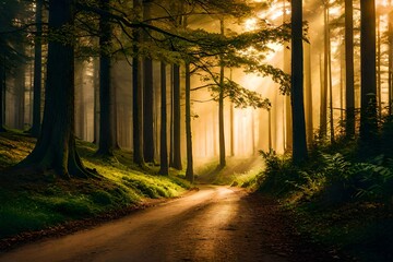 Obraz premium sunset in the forest