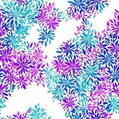 Seamless pattern of colored flowers. AI generated.