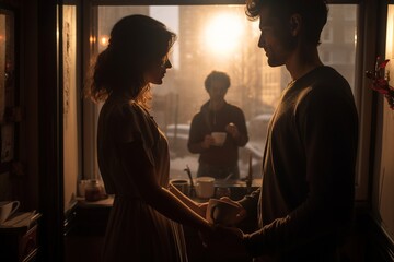 love triangle concept. girl and two men