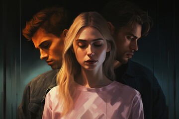 love triangle concept. girl and two men