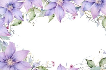 Watercolor clematis frame