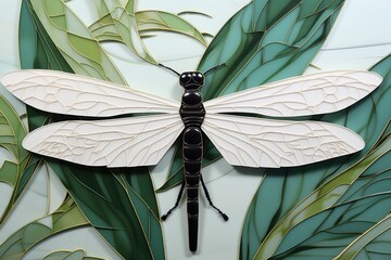 Mosaic of colorful dragonfly - obrazy, fototapety, plakaty