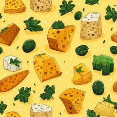 Cheese seamless pattern. Generate Ai