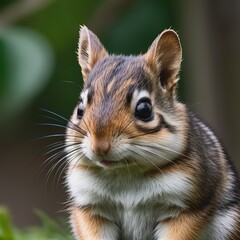 Portrait of nice and cute chipmunk closeup