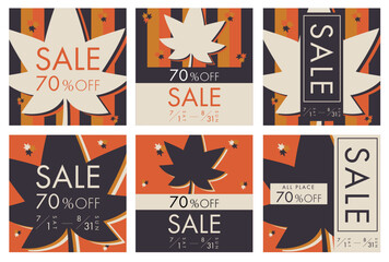 投稿素材４２　social media post template　post　バナー　デザインテンプレート　キャンペーン　秋　紅葉