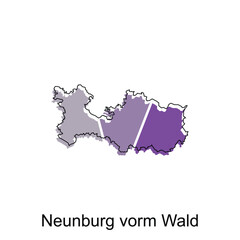 Map of Neunburg Vorm Waid geometric colorful illustration design template, Germany country map on white background vector