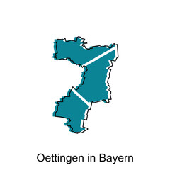 Map of Oettingen In Bayern geometric colorful illustration design template, Germany country map on white background vector