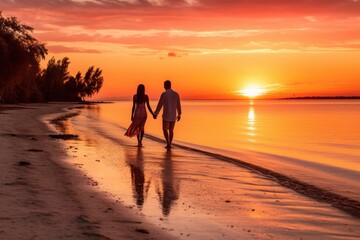 Fototapeta na wymiar Romantic Sunset by the Beach