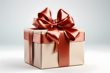 Obraz premium gift box with red ribbon on white background